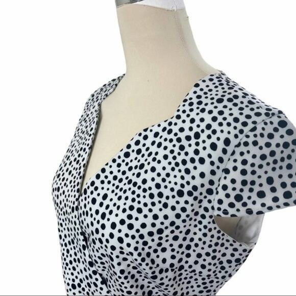 Alexia Admor Cocktail Career Dress, Black & White Polka Dots, Wedding Guest 8 - Picture 4 of 10